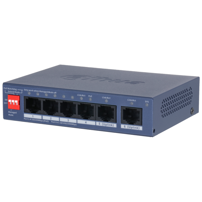 Dahua DH-CS4006-4ET2GT-36 — настольный коммутатор с 4 портами PoE и облачным управлением