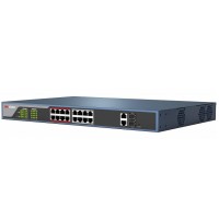 Hikvision DS-3E0318P-E/M(B) — сетевой коммутатор с PoE, порты с poe: 16, суммарный бюджет poe: 130 Вт