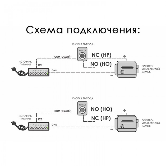 Кнопка Optimus 'Выход' – NO/NC (металл)_V.1
