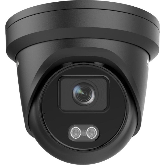 Hikvision DS-2CD2347G2-LU(2.8mm)(C)(BLACK) — чёрная уличная купольная типа Turret IP-камера 4 Мп, объектив 2,8 мм, микрофон, ColorVu