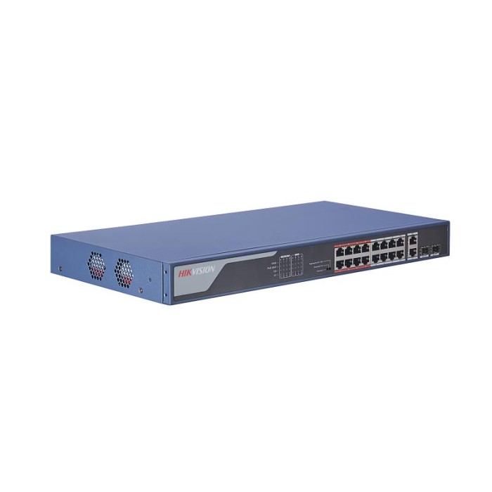 Hikvision DS-3E0318P-E(B) — сетевой коммутатор с PoE, порты с poe: 16, порты sfp: 2