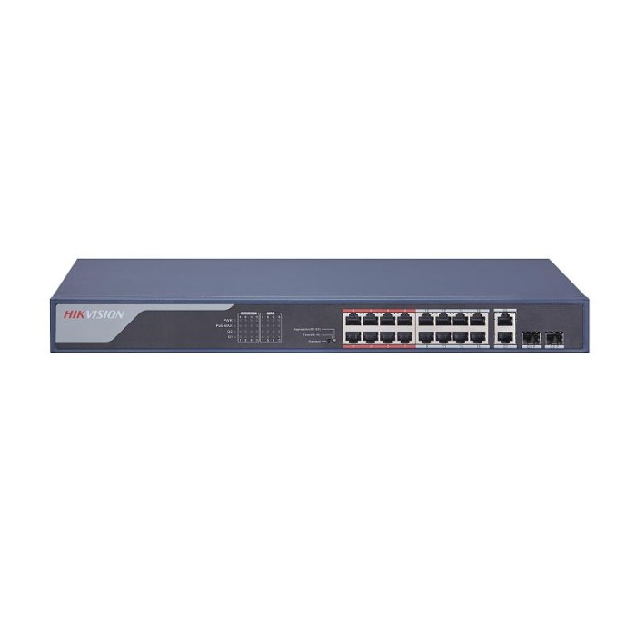 Hikvision DS-3E0318P-E(B) — сетевой коммутатор с PoE, порты с poe: 16, порты sfp: 2