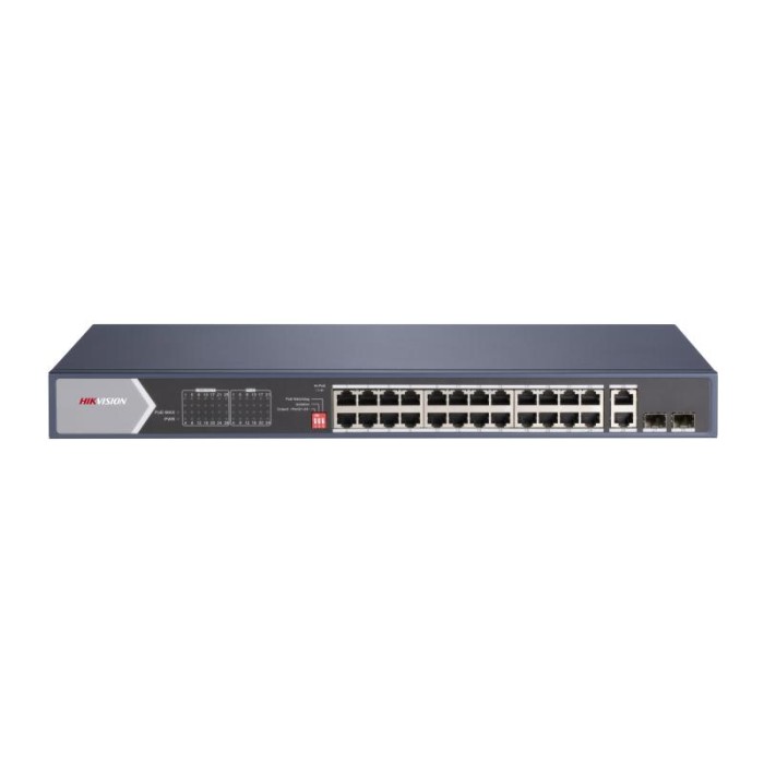 Hikvision DS-3E0528HP-E — сетевой коммутатор с PoE, порты с poe: 24, суммарный бюджет poe: 370 Вт