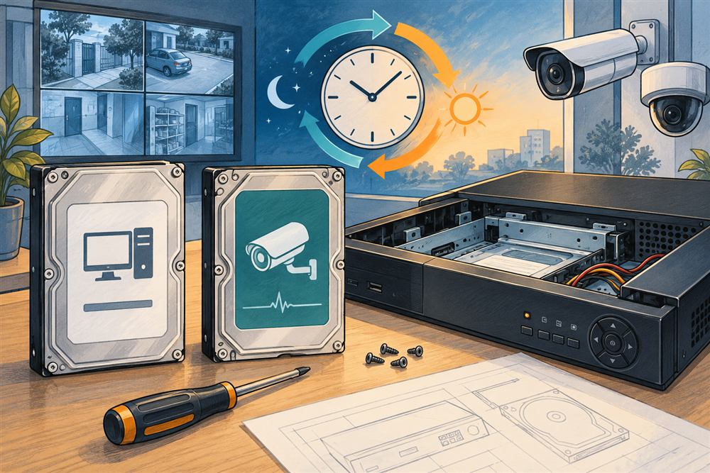 Обычный HDD или диск для видеонаблюдения: что поставить в регистратор — рисованная иллюстрация